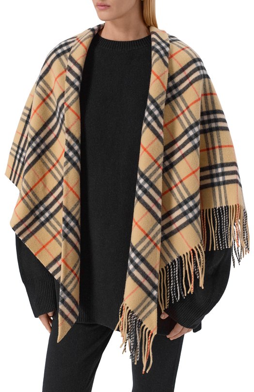 Накидка из шерсти и кашемира Burberry 8113128 Бежевый  8113128 Фото 3