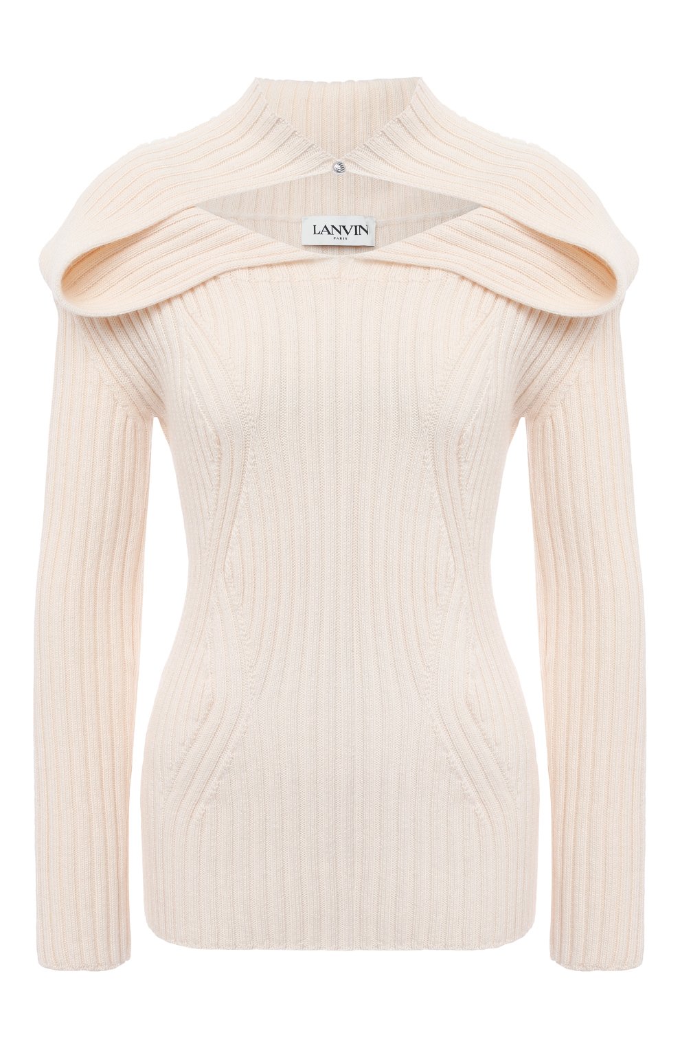 Шерстяной пуловер LANVIN белого цвета по цене 59900 руб., арт. RW-T0677M-MV09-H20, фото 1 Шерстяной пуловер LANVIN, арт. RW-T0677M-MV09-H20, фото 1