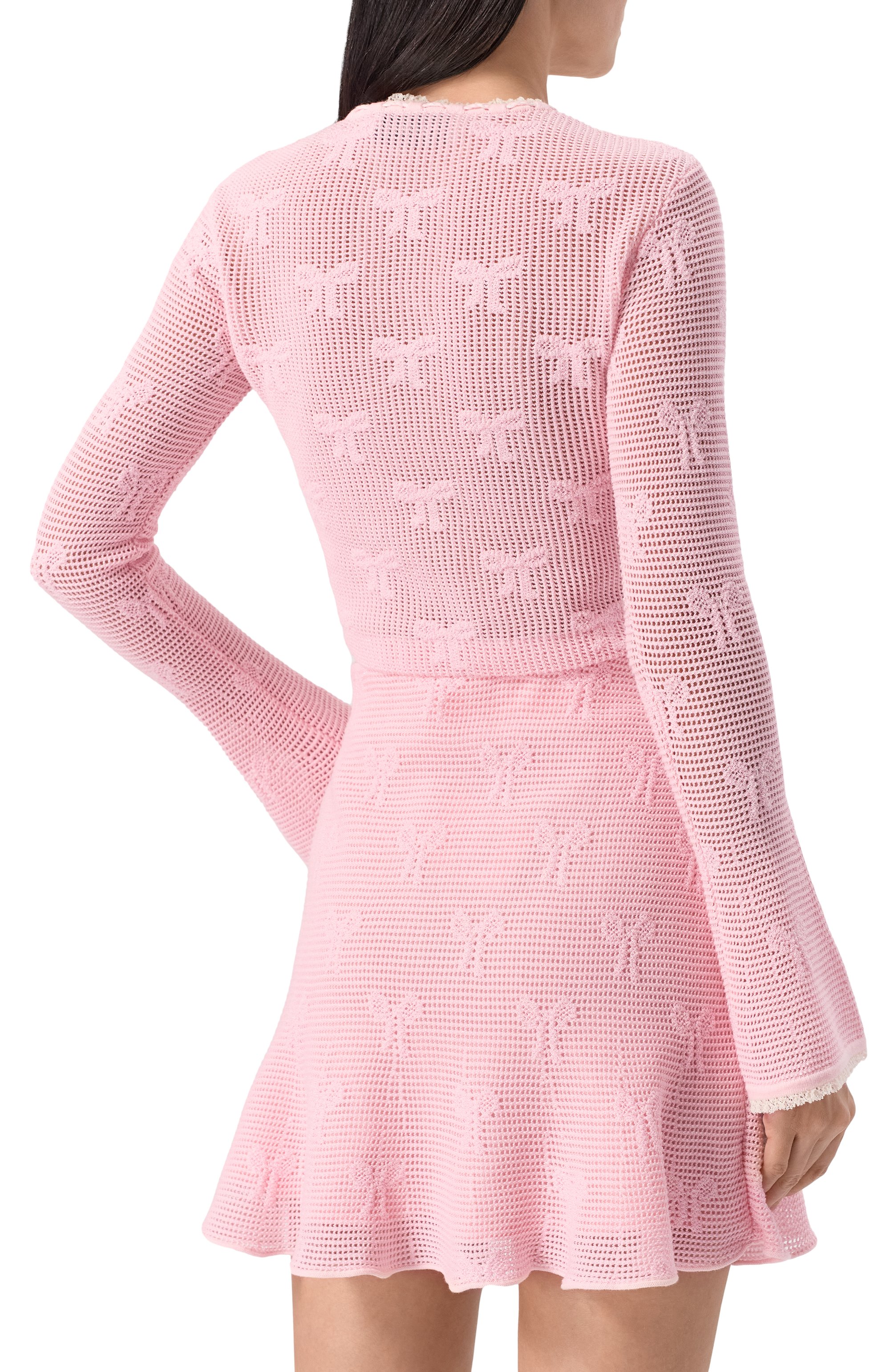 Хлопковый кардиган SELF-PORTRAIT розового цвета по цене 65350 руб., арт. SS25164CP, фото 4 Хлопковый кардиган SELF-PORTRAIT, арт. SS25164CP, фото 4