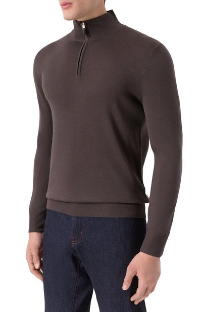 Шерстяной джемпер CANALI темно-коричневого цвета по цене 55350 руб., арт. C0015/MK01149, фото 3 Шерстяной джемпер CANALI, арт. C0015/MK01149, фото 3