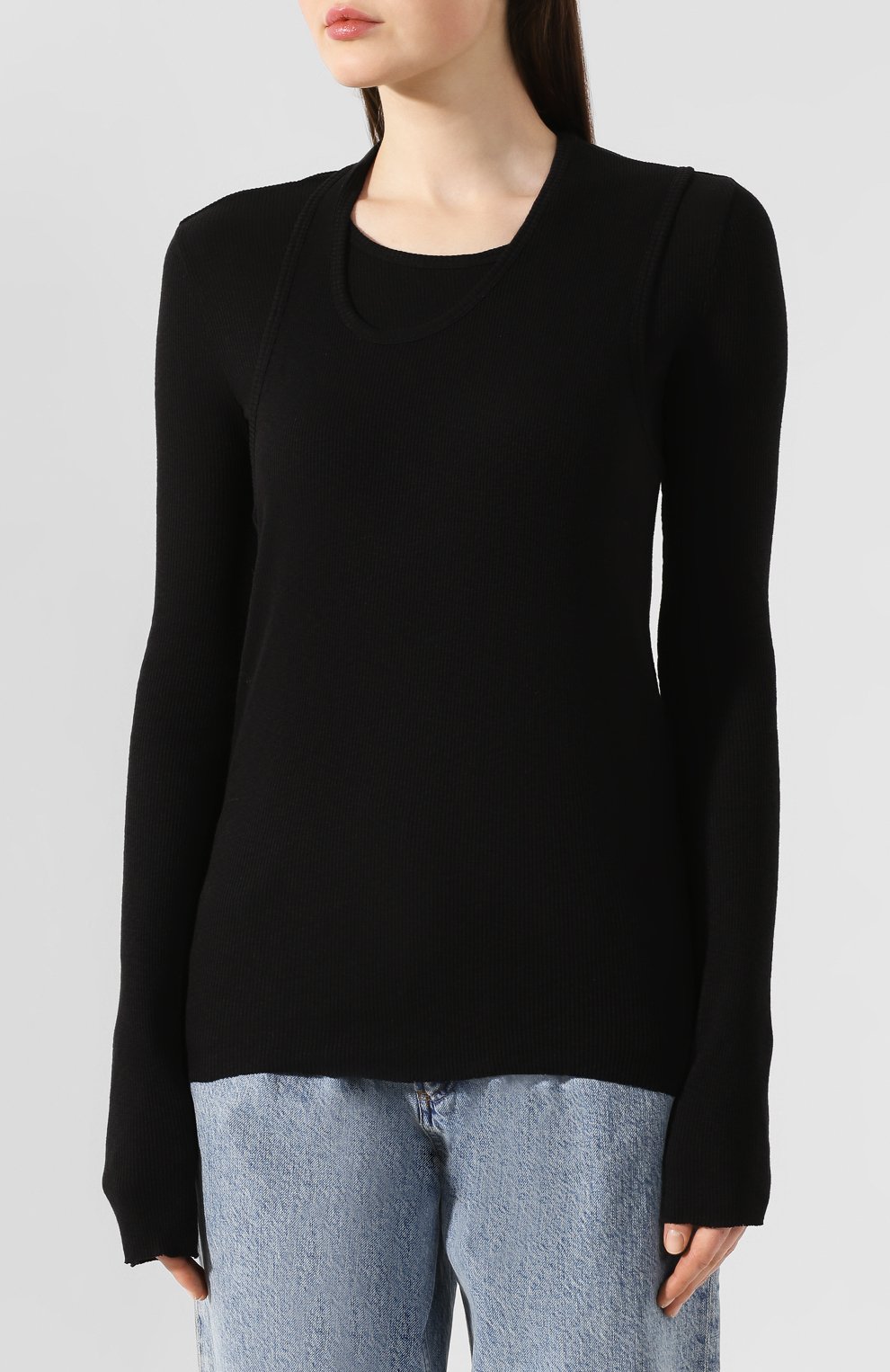 Хлопковый лонгслив HELMUT LANG черного цвета по цене 31500 руб., арт. J10HW503, фото 3 Хлопковый лонгслив HELMUT LANG, арт. J10HW503, фото 3