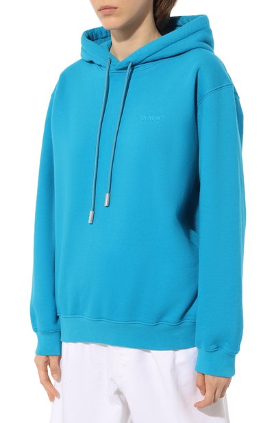 Хлопковое худи OFF-WHITE голубого цвета по цене 74350 руб., арт. OWBB032S23JER0014949, фото 3 Хлопковое худи OFF-WHITE, арт. OWBB032S23JER0014949, фото 3