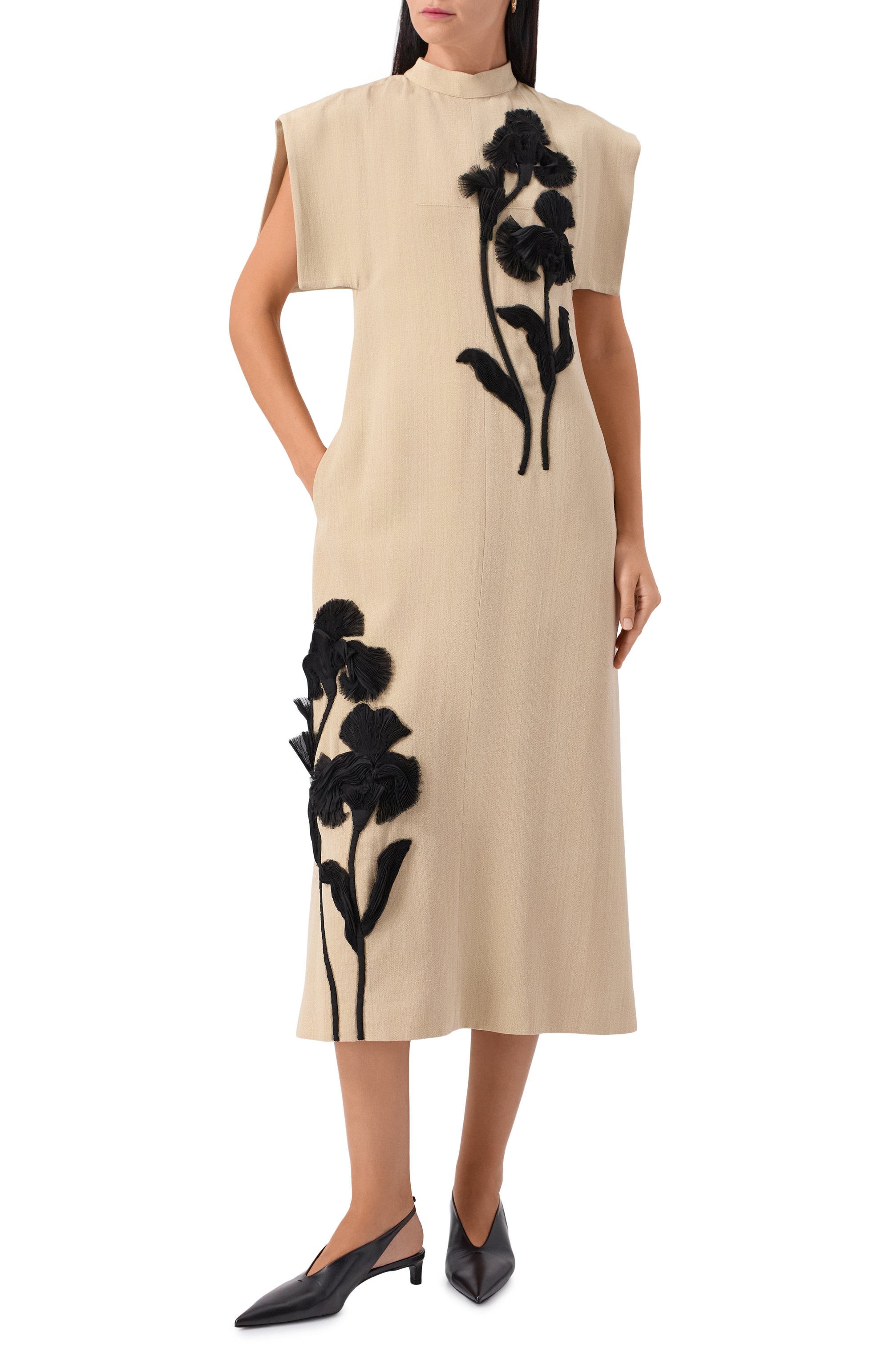 Платье из вискозы и шелка JIL SANDER бежевого цвета по цене 764000 руб., арт. J03CT0468/J65005, фото 3 Платье из вискозы и шелка JIL SANDER, арт. J03CT0468/J65005, фото 3