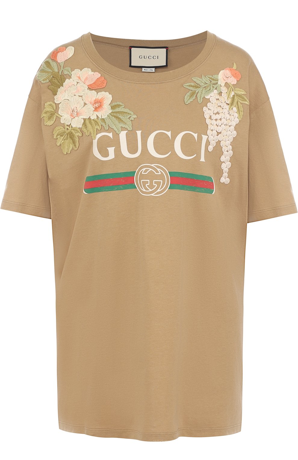 Хлопковая футболка свободного кроя с логотипом бренда GUCCI, арт. 492347/X3L13, фото 1