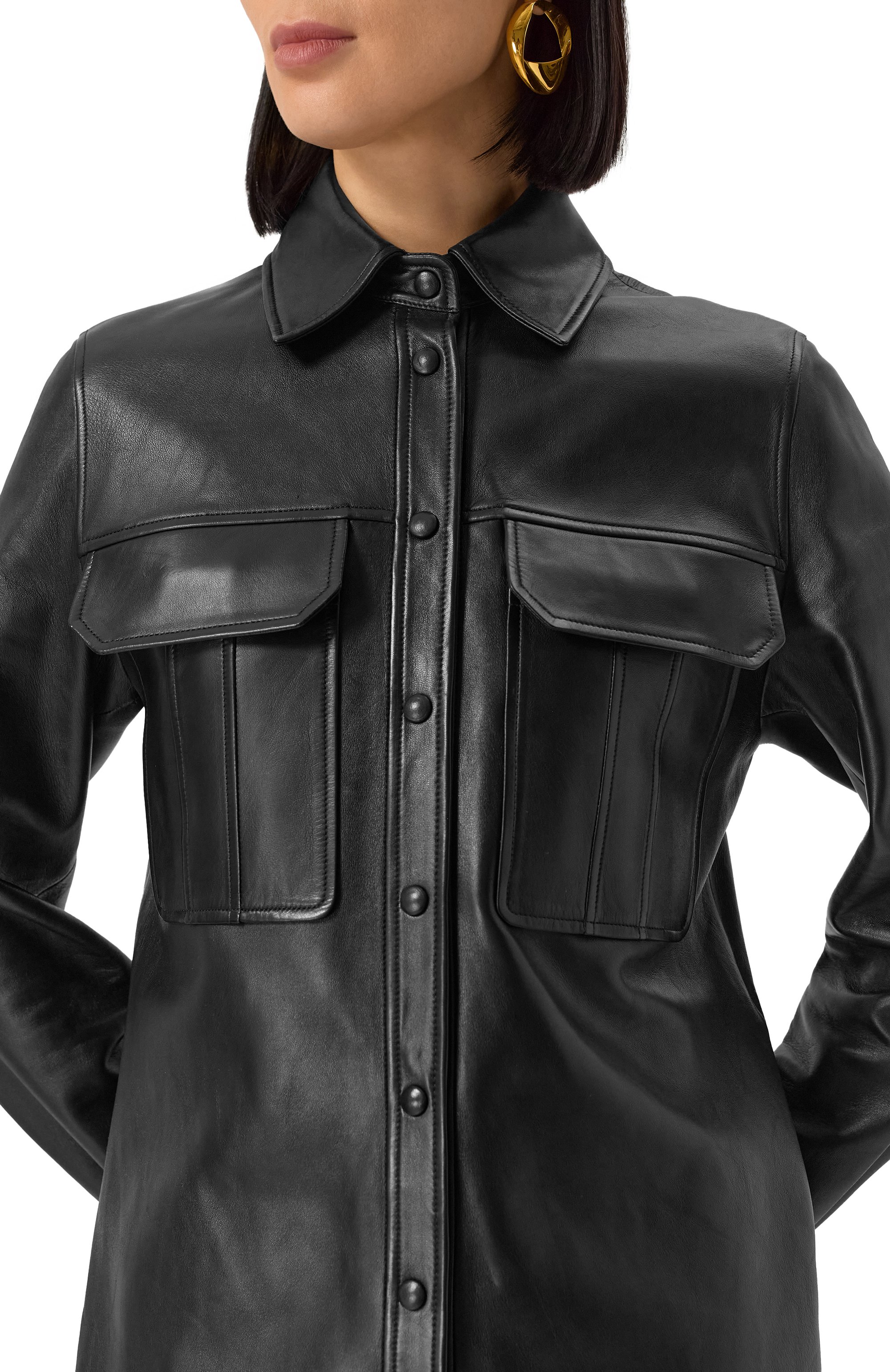 Кожаная рубашка MVST черного цвета по цене 288000 руб., арт. ZBGM-Y101-1/Z2763-1, фото 5 Кожаная рубашка MVST, арт. ZBGM-Y101-1/Z2763-1, фото 5