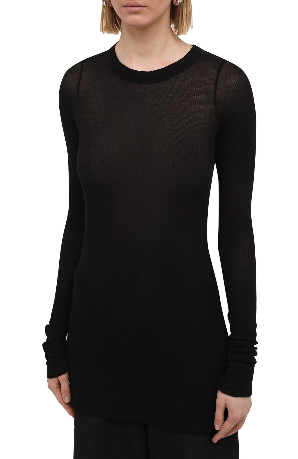 Пуловер из вискозы и шелка RICK OWENS черного цвета по цене 25600 руб., арт. RP21S3202/RC, фото 3 Пуловер из вискозы и шелка RICK OWENS, арт. RP21S3202/RC, фото 3