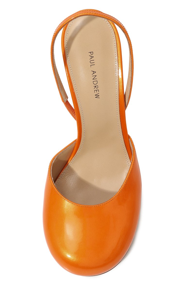 Женские кожаные туфли disk 95 PAUL ANDREW оранжевого цвета, арт. PA0041/PATENT | Фото 6 (Каблук высота: Высокий; Материал внутренний: Натуральная кожа; Материал сплава: Проставлено; Каблук тип: Устойчивый, Фигурный; Подошва: Плоская; Драгоценные камни: Проставлено)
