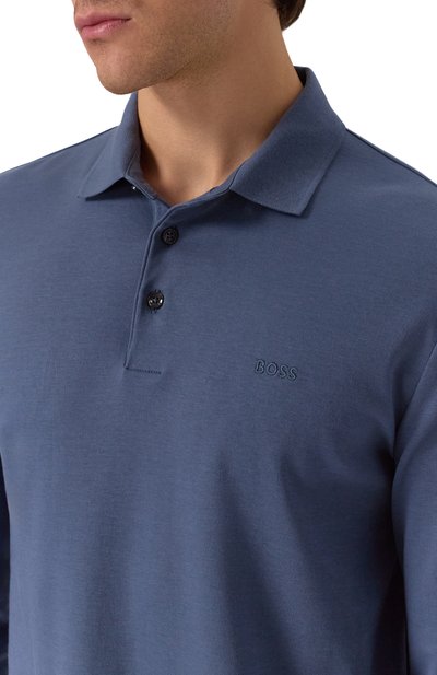 Хлопковое поло BOSS синего цвета по цене 17950 руб., арт. 50468392, фото 5 Хлопковое поло BOSS, арт. 50468392, фото 5