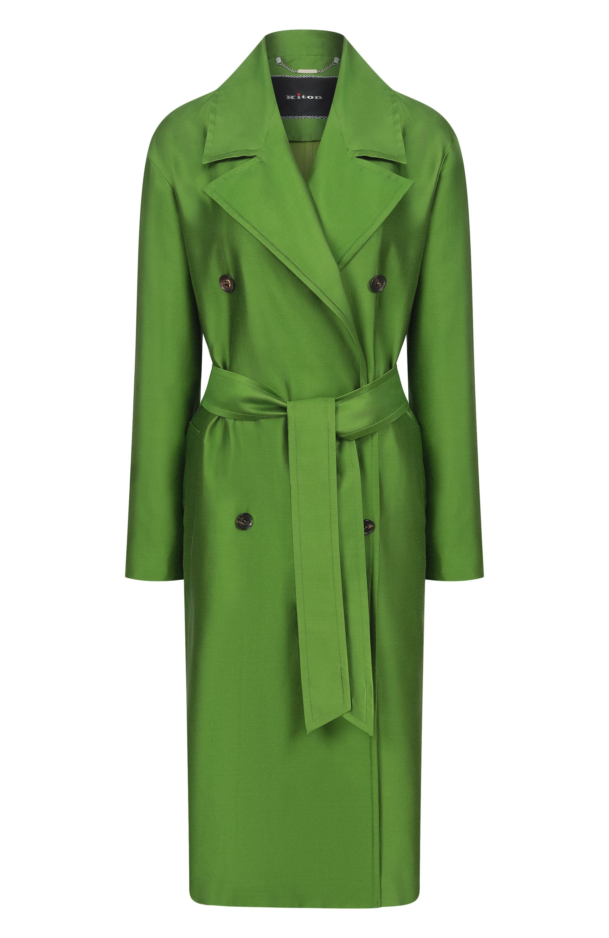 Плащ из хлопка и шелка KITON зеленого цвета по цене 699500 руб., арт. D61615K09R19, фото 1 Плащ из хлопка и шелка KITON, арт. D61615K09R19, фото 1
