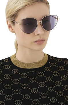 Женские солнцезащитные очки DIOR EYEWEAR фиолетового цвета, арт. DI0RGIPSY1 000 S0 | Фото 2 (Re-sync: On; Региональные ограничения белый список (Axapta Mercury): Не проставлено, RU; Нос: Не проставлено; Тип очков: С/з; Материал: Металл; Очки форма: Cat-eye)