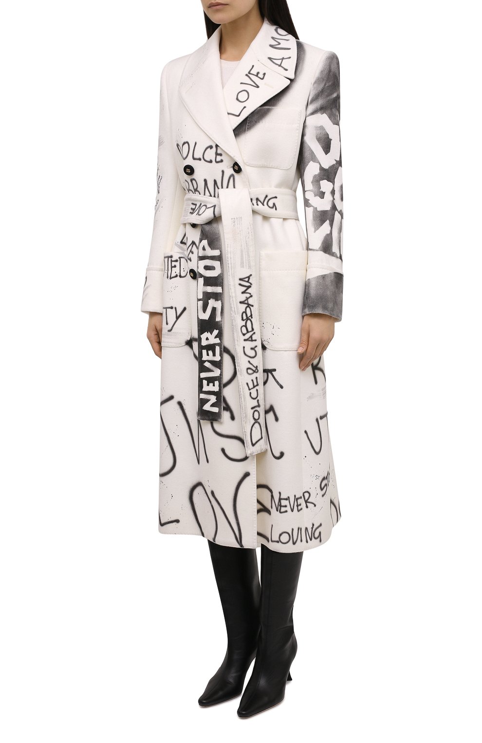 Шерстяное пальто DOLCE & GABBANA белого цвета по цене 478500 руб., арт. F0Y64T/GDABF, фото 3 Шерстяное пальто DOLCE & GABBANA, арт. F0Y64T/GDABF, фото 3
