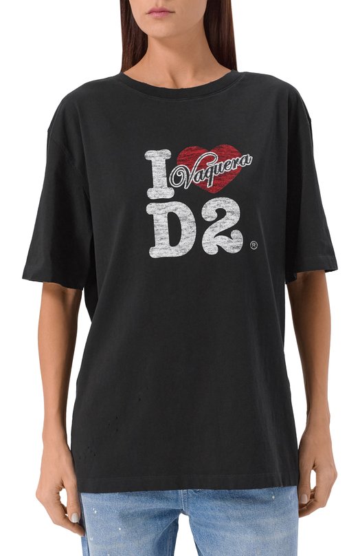 Хлопковая футболка Dsquared2 S72GD0594/D20020 Чёрный  S72GD0594/D20020 Фото 3