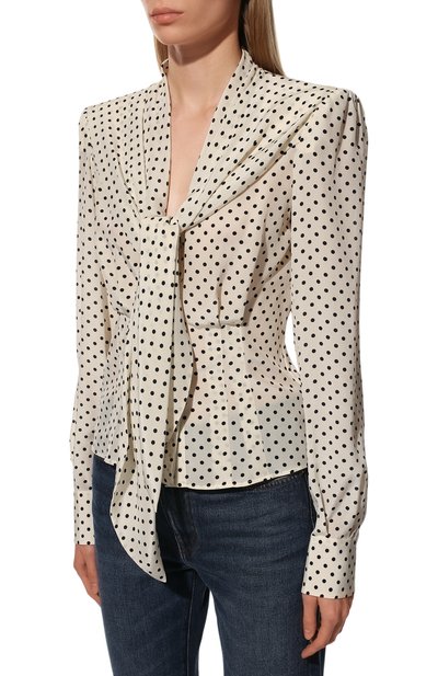 Шелковая блузка DOLCE & GABBANA молочного цвета по цене 105500 руб., арт. F5L52T/FS14L/0UTLET AW22-23, фото 3 Шелковая блузка DOLCE & GABBANA, арт. F5L52T/FS14L/0UTLET AW22-23, фото 3