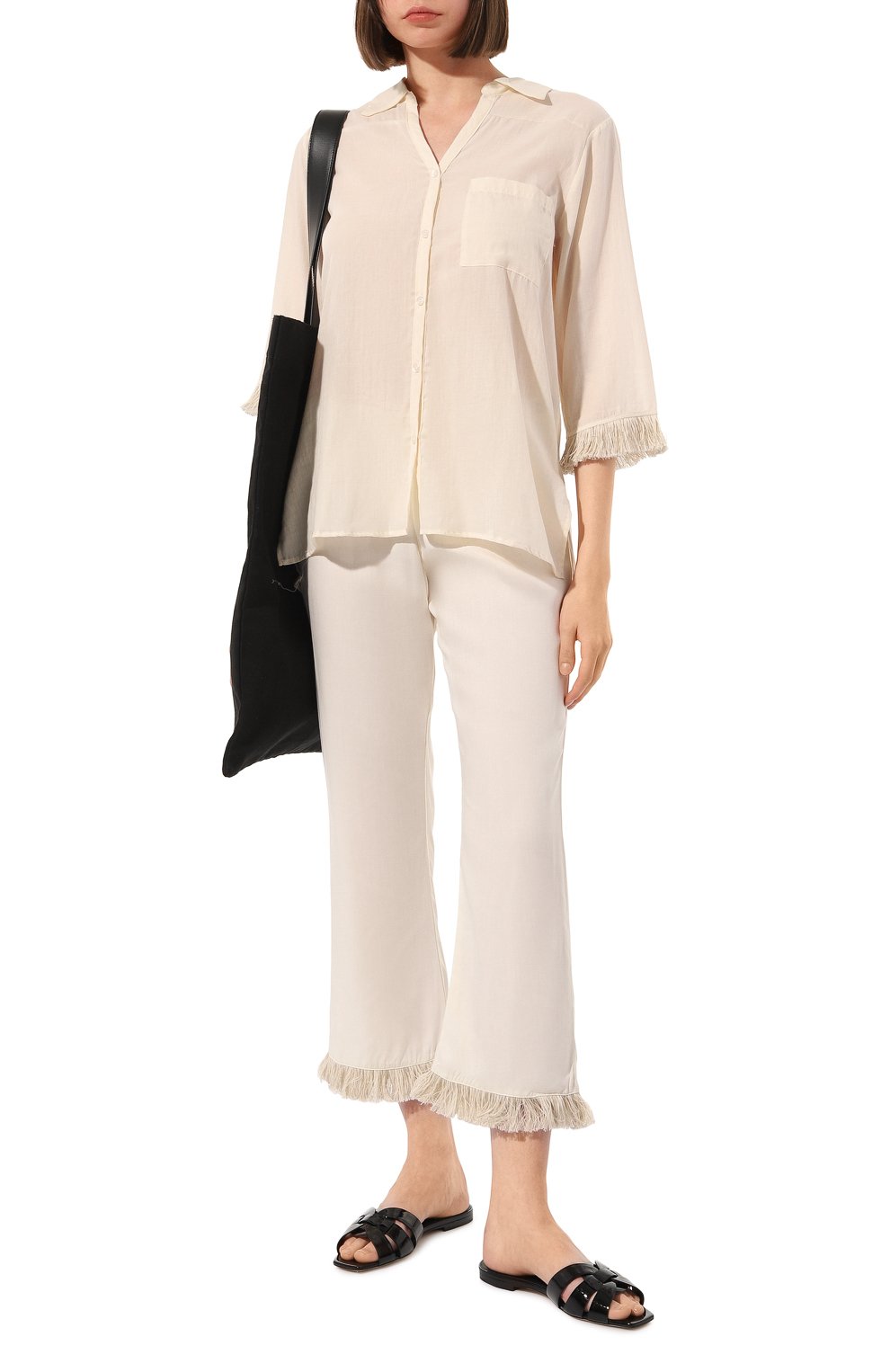 Брюки из вискозы DNUD PARIS кремового цвета по цене 21340 руб., арт. B2417, фото 2 Брюки из вискозы DNUD PARIS, арт. B2417, фото 2