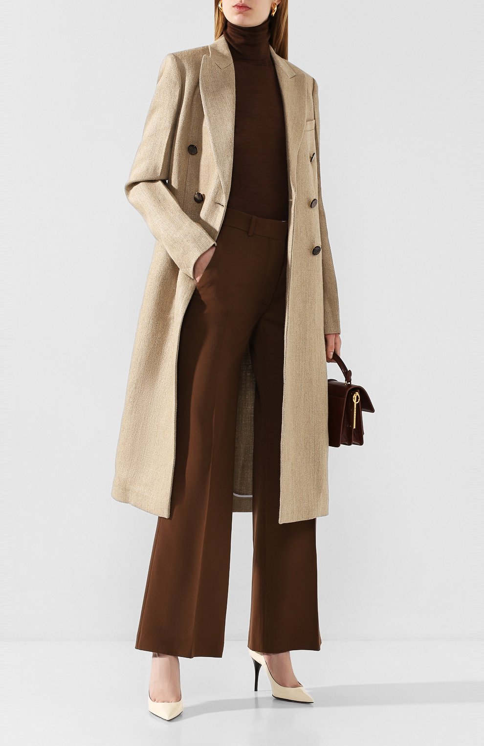 Шерстяные брюки VICTORIA BECKHAM коричневого цвета по цене 85550 руб., арт. 1220WTR001258B, фото 2 Шерстяные брюки VICTORIA BECKHAM, арт. 1220WTR001258B, фото 2