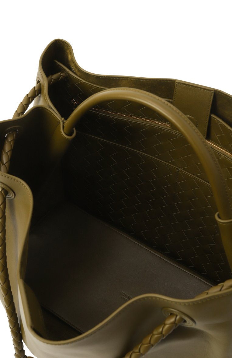 Женская сумка-тоут andiamo large BOTTEGA VENETA хаки цвета, арт. 806010 V4O92 | Фото 5 (Размер: large; Материал: Натуральная кожа; Автоматизация состава: Проставлено; Автоматизация ТО: Проставлено)