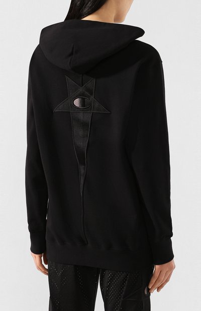 Хлопковое худи rick owens x champion RICK OWENS черного цвета по цене 31300 руб., арт. CW20S0006/113674, фото 4 Хлопковое худи rick owens x champion RICK OWENS, арт. CW20S0006/113674, фото 4
