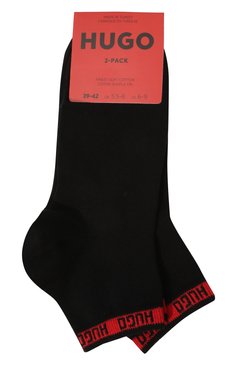 Мужские комплект из двух пар носков HUGO черного цвета, арт. 50477873 | Фото 1 (Кросс-КТ: бельё; Материал внешний: Хлопок)