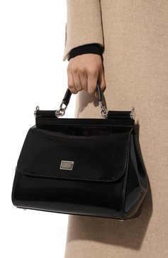 Женская сумка sicily medium DOLCE & GABBANA черного цвета, арт. BB6002/AI413 | Фото 2 (Ремень/цепочка: На ремешке; Размер: medium; Материал сплава: Проставлено; Материал: Натуральная кожа; Драгоценные камни: Проставлено)
