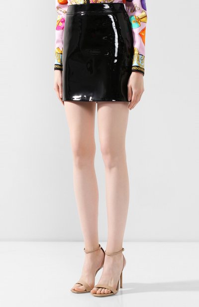 Кожаная юбка SAINT LAURENT черного цвета по цене 225500 руб., арт. 590922/YC2TG, фото 3 Кожаная юбка SAINT LAURENT, арт. 590922/YC2TG, фото 3
