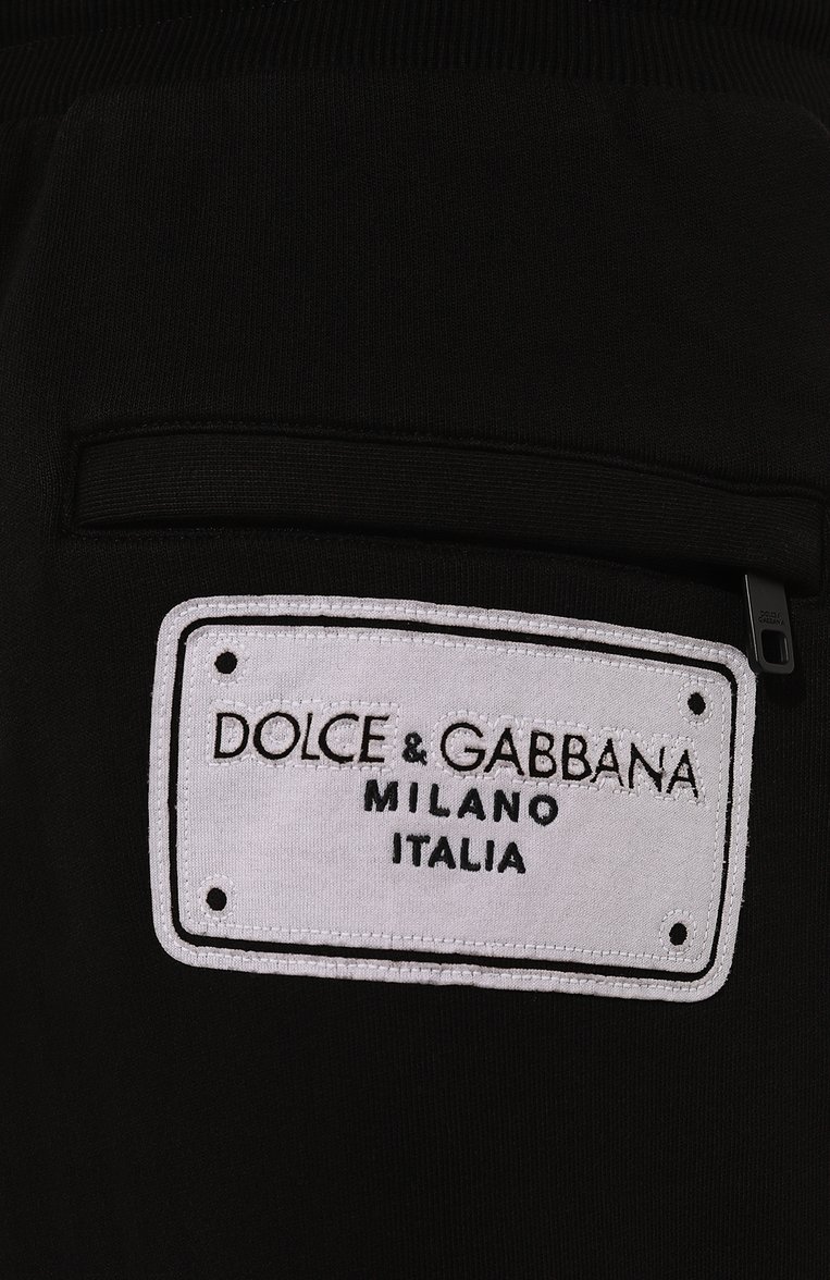 Мужские хлопковые джоггеры DOLCE & GABBANA черного цвета, арт. GVS2HZ/G7NRT | Фото 5 (Материал сплава: Проставлено; Материал внешний: Хлопок; Драгоценные камни: Проставлено; Длина (брюки, джинсы): Стандартные; Стили: Кэжуэл; Силуэт М (брюки): Джоггеры)