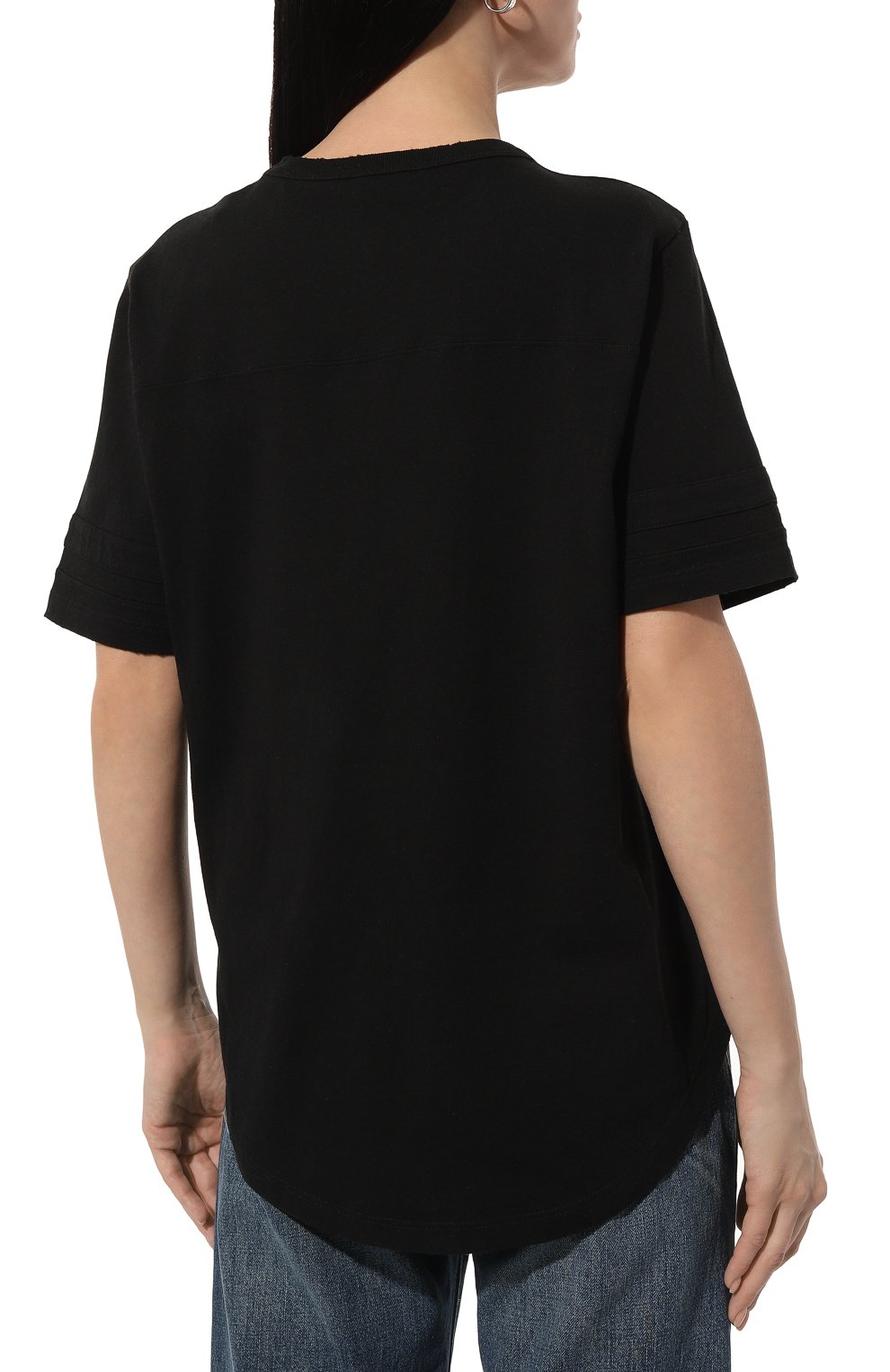 Хлопковая футболка SAINT LAURENT черного цвета по цене 56800 руб., арт. 673411/Y36LW, фото 4 Хлопковая футболка SAINT LAURENT, арт. 673411/Y36LW, фото 4