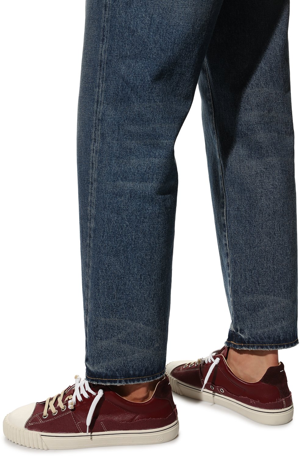 Комбинированные кеды evolution MAISON MARGIELA бордового цвета по цене 77000 руб., арт. S57WS0391/P5063, фото 3 Комбинированные кеды evolution MAISON MARGIELA, арт. S57WS0391/P5063, фото 3