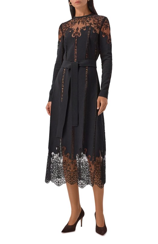 Платье изо льна и шелка Elie Saab D0815NP25/YAC07 Чёрный  D0815NP25/YAC07 Фото 3