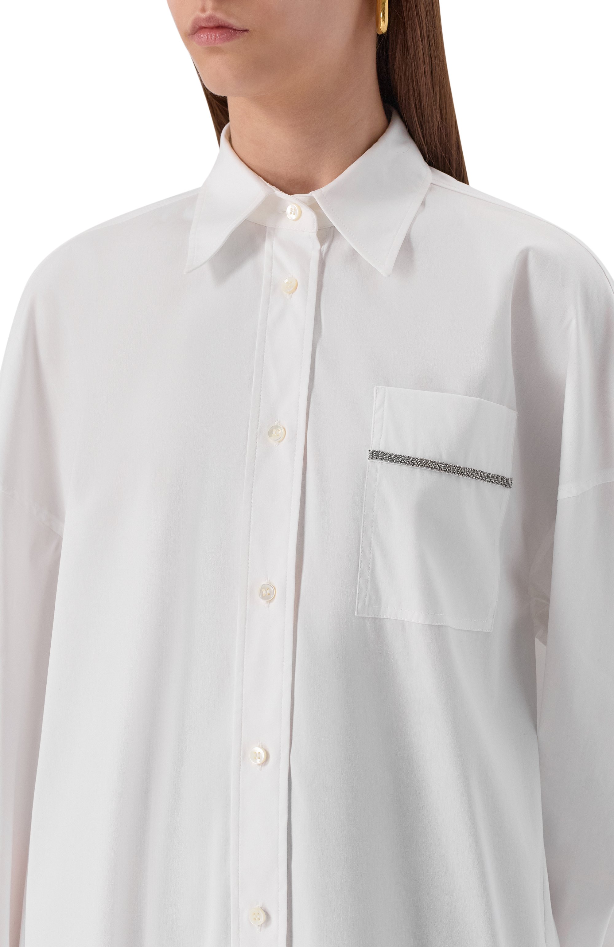 Хлопковая рубашка BRUNELLO CUCINELLI белого цвета по цене 161000 руб., арт. M0091ML916, фото 5 Хлопковая рубашка BRUNELLO CUCINELLI, арт. M0091ML916, фото 5