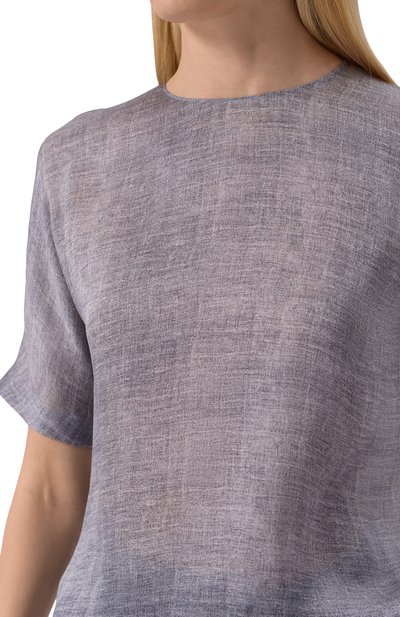 Шелковый топ GIORGIO ARMANI синего цвета по цене 131000 руб., арт. GW000772/TE13902, фото 5 Шелковый топ GIORGIO ARMANI, арт. GW000772/TE13902, фото 5