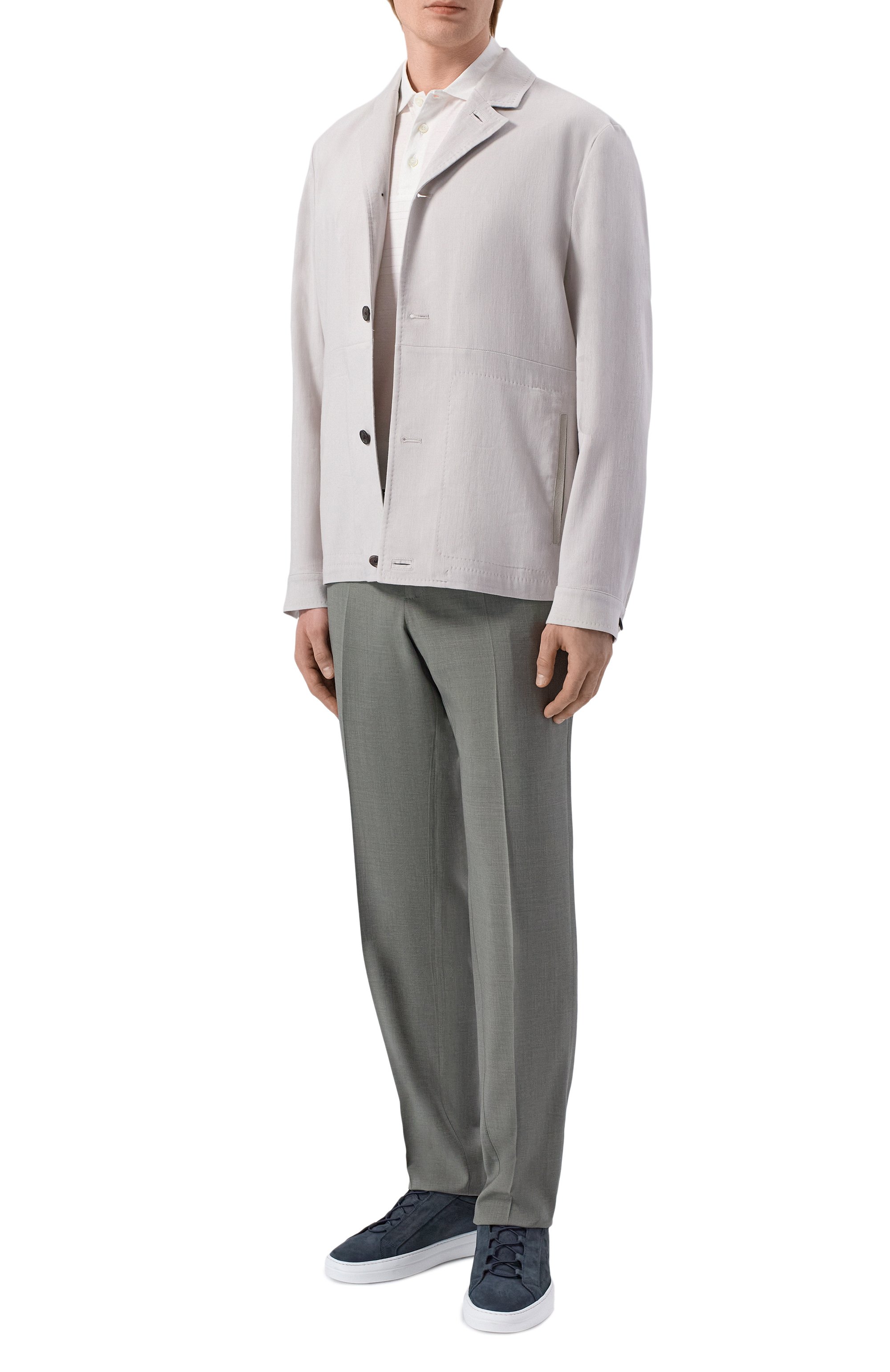 Куртка-рубашка изо льна и шерсти CORNELIANI светло-серого цвета по цене 118000 руб., арт. 27LI53/2718468, фото 2 Куртка-рубашка изо льна и шерсти CORNELIANI, арт. 27LI53/2718468, фото 2