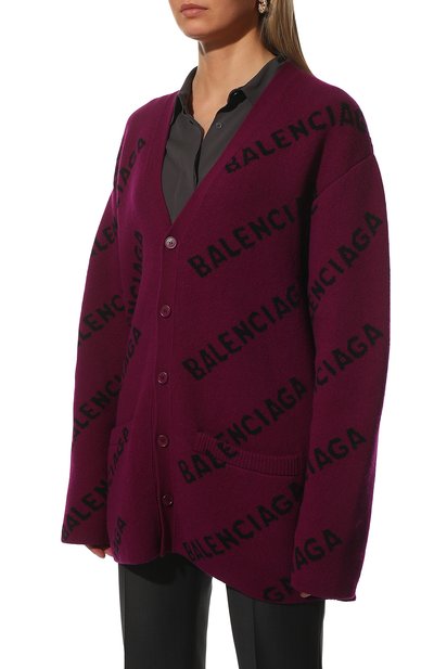 Шерстяной кардиган BALENCIAGA фиолетового цвета по цене 130500 руб., арт. 659676/T1567, фото 3 Шерстяной кардиган BALENCIAGA, арт. 659676/T1567, фото 3