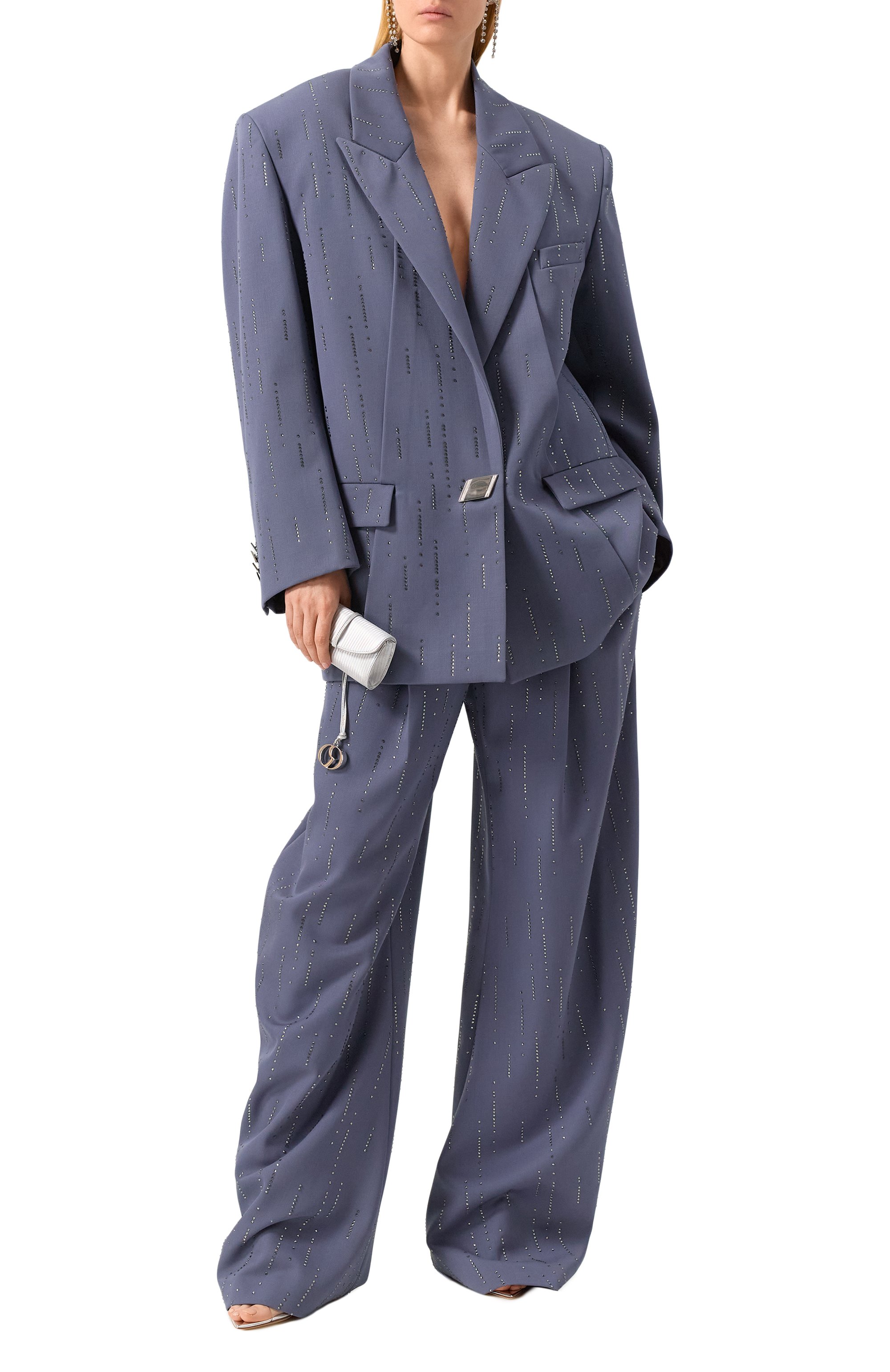 Шерстяные брюки с отделкой стразами THE ATTICO, арт. 247WCP102, фото 2