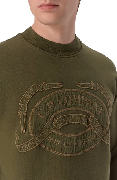 Хлопковый свитшот C.P. COMPANY хаки цвета по цене 42450 руб., арт. 21CMSS174A/0064530, фото 5 Хлопковый свитшот C.P. COMPANY, арт. 21CMSS174A/0064530, фото 5