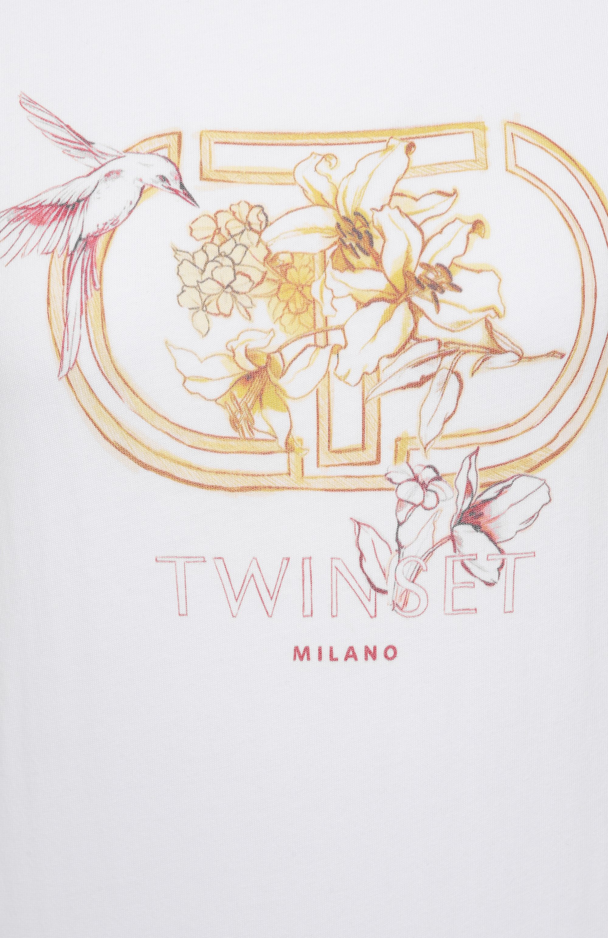 Хлопковая футболка TWINSET белого цвета по цене 10900 руб., арт. 251TP2075, фото 6 Хлопковая футболка TWINSET, арт. 251TP2075, фото 6