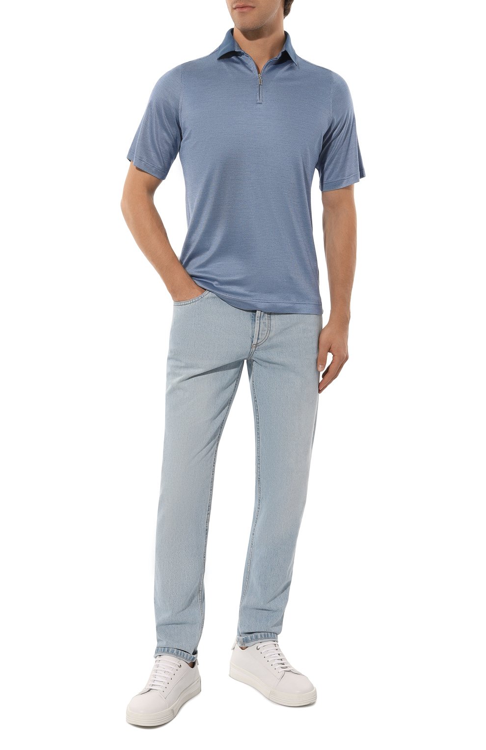 Шелковое поло ZILLI голубого цвета по цене 87550 руб., арт. KZP002M0600VZLU00M, фото 2 Шелковое поло ZILLI, арт. KZP002M0600VZLU00M, фото 2