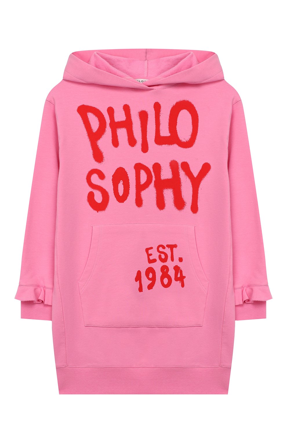 Хлопковое платье с капюшоном PHILOSOPHY DI LORENZO SERAFINI KIDS, арт. PJAB31/FE147/UH006/S-M, фото 1