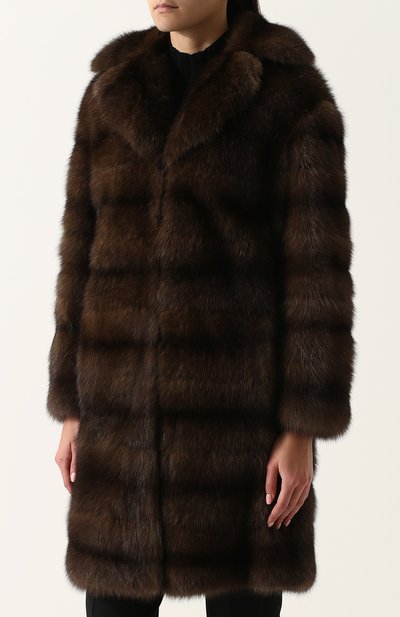 Шуба прямого кроя с отложным воротником из меха соболя VALENTINO, арт. NF3FA287/3AF, фото 3