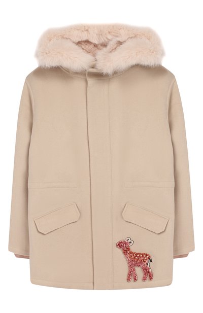 Шерстяная парка с меховой отделкой YVES SALOMON ENFANT, арт. 20WEM006XXCD01/14, фото 1