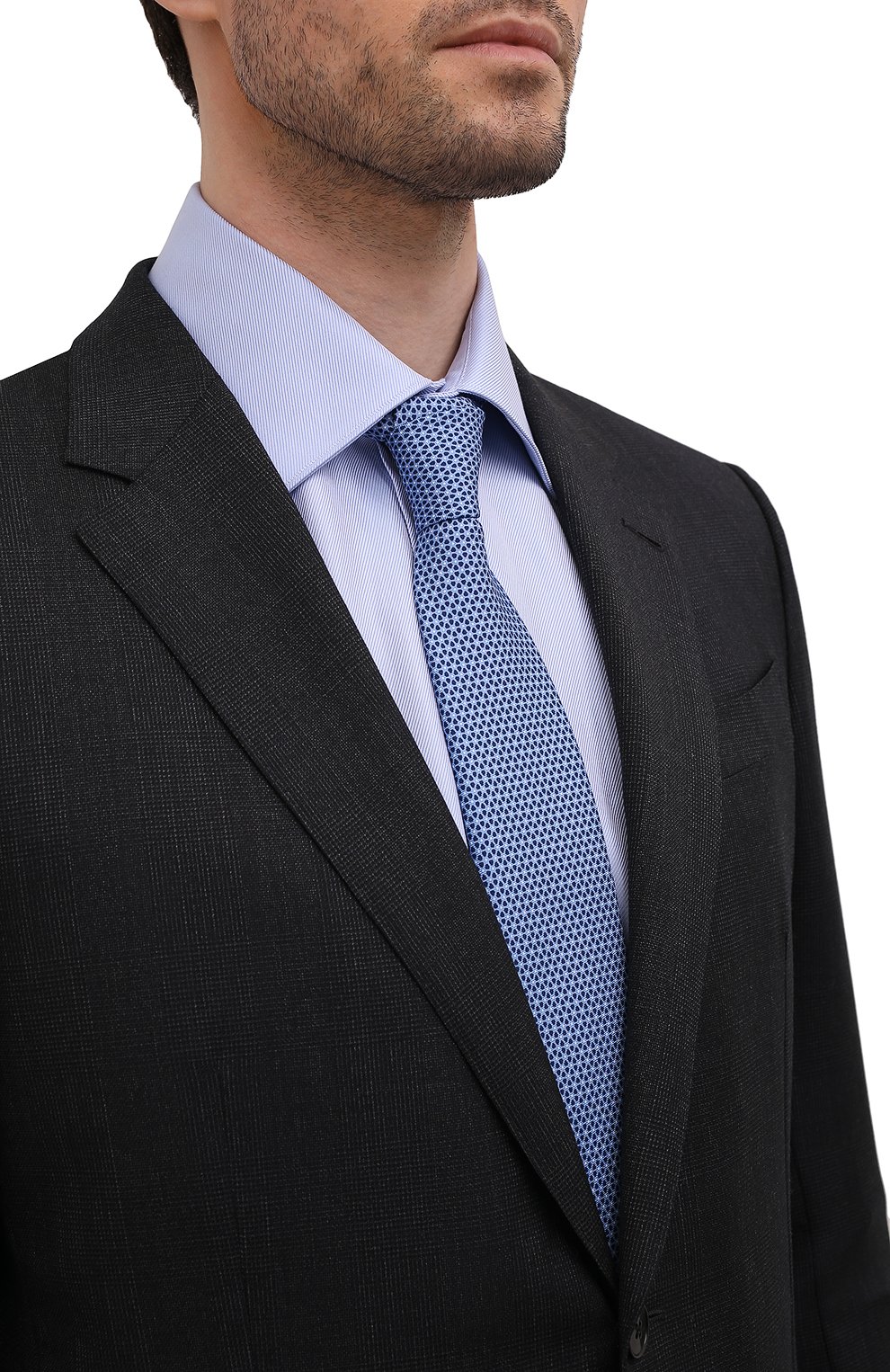 Шелковый галстук ZEGNA голубого цвета по цене 22150 руб., арт. Z3W04T/1UM, фото 2 Шелковый галстук ZEGNA, арт. Z3W04T/1UM, фото 2