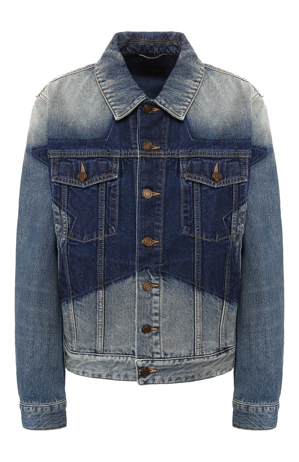 Джинсовая куртка SAINT LAURENT синего цвета по цене 180500 руб., арт. 546237/Y883A, фото 1 Джинсовая куртка SAINT LAURENT, арт. 546237/Y883A, фото 1