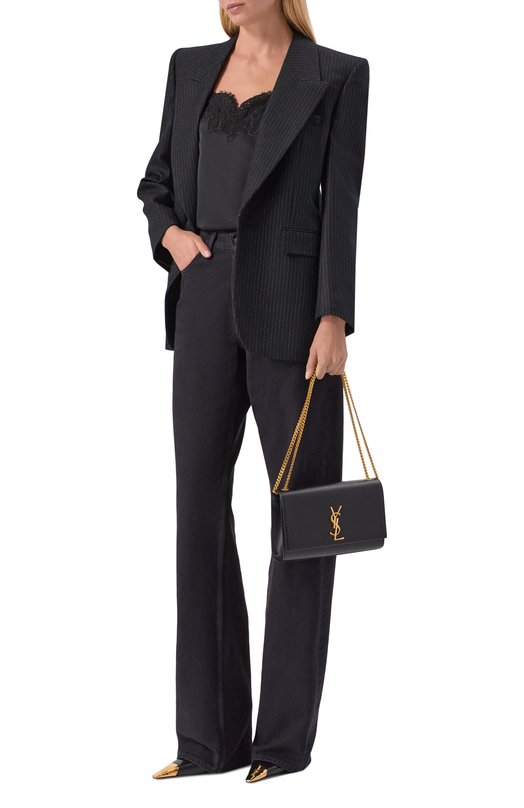 Шерстяной жакет Saint Laurent 758058/Y2F40 Чёрный  758058/Y2F40 Фото 2