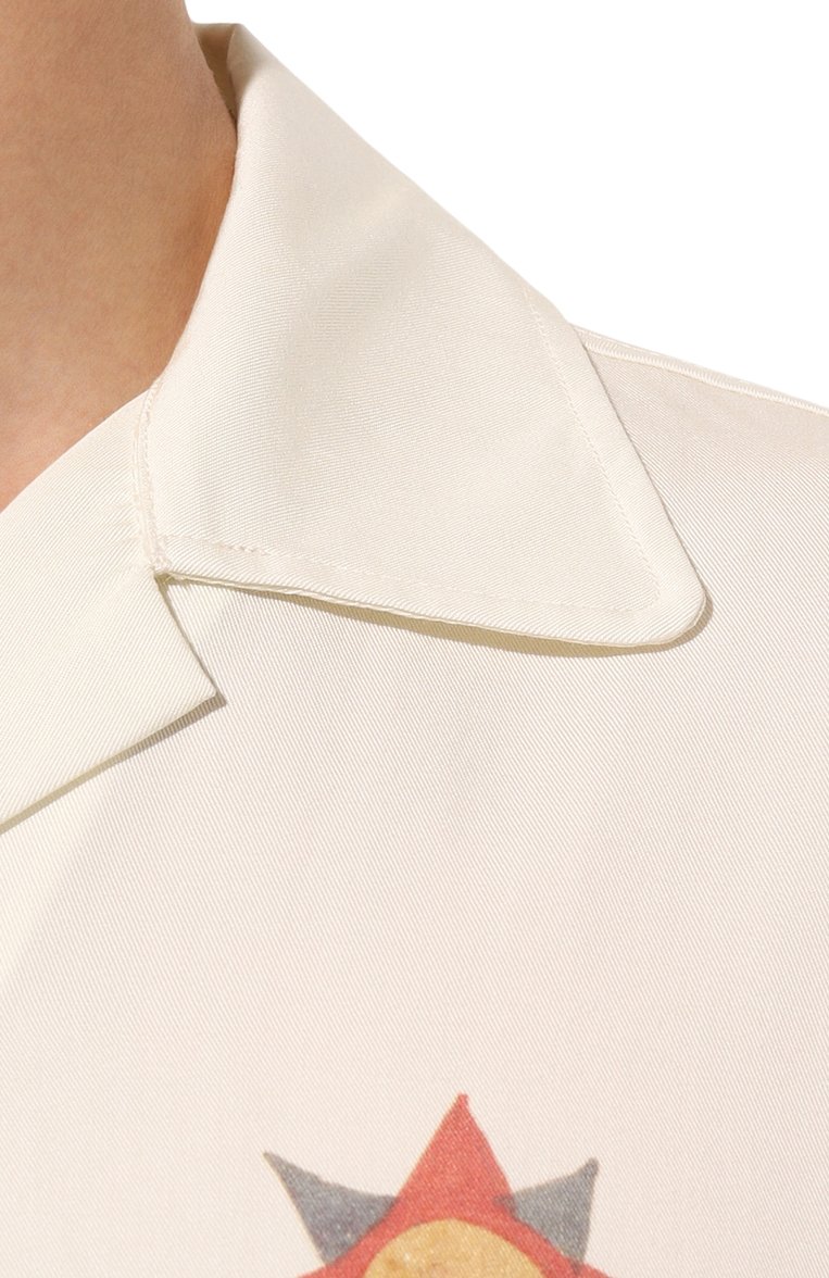 Мужская рубашка CARNE BOLLENTE белого цвета, арт. AW23LS0202 | Фото 5 (Длина (для топов): Стандартные; Рукава: Длинные; Стили: Гранж; Манжеты: На пуговицах; Случай: Повседневный; Принт: С принтом; Воротник: Отложной; Материал внешний: Вискоза)