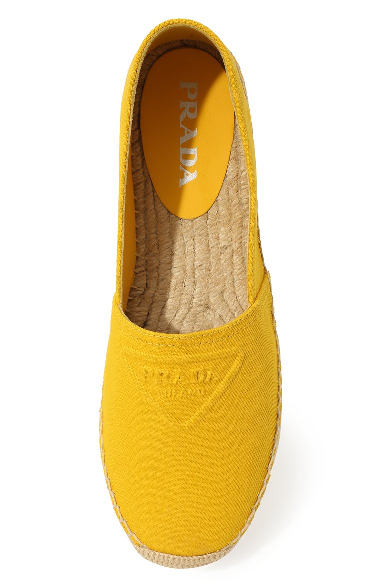 Женские текстильные эспадрильи PRADA желтого цвета, арт. 1S839M-3LKE-F0377-020 | Фото 6 (Материал внешний: Текстиль; Нос: Не проставлено)