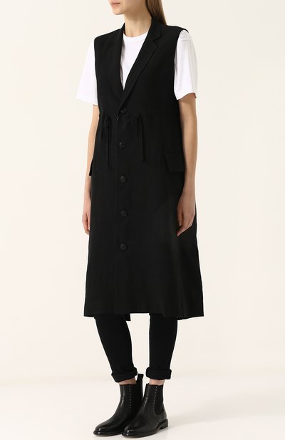 Удлиненный льняной жилет YOHJI YAMAMOTO, арт. FE-J52-300, фото 3