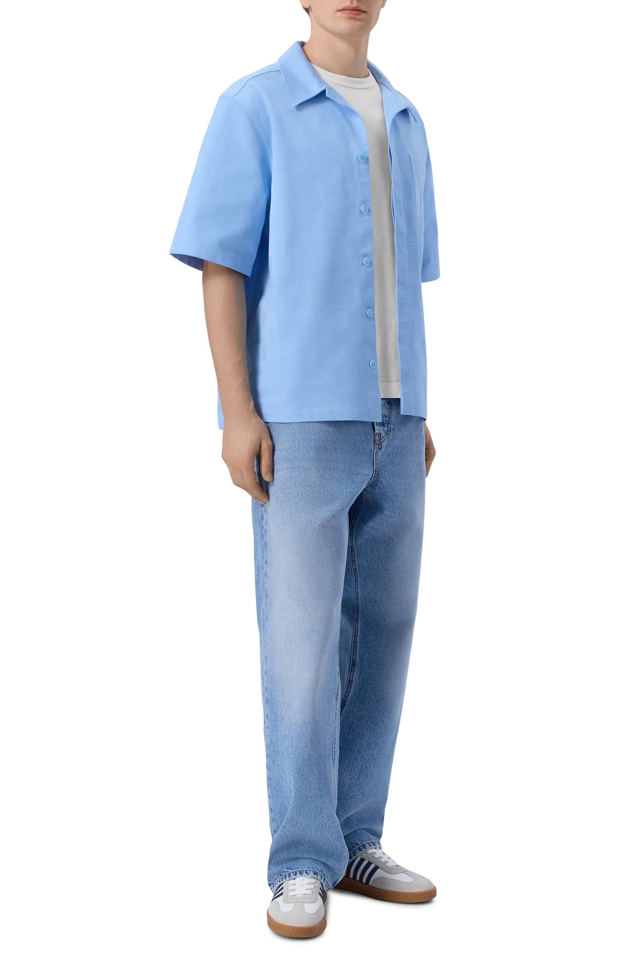 Хлопковая рубашка CASABLANCA голубого цвета по цене 79950 руб., арт. M-SP26-SH-228-03, фото 2 Хлопковая рубашка CASABLANCA, арт. M-SP26-SH-228-03, фото 2