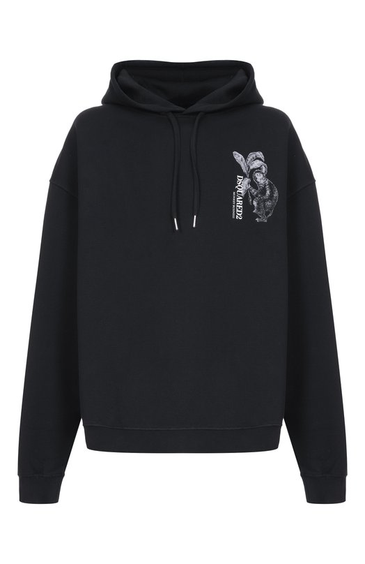 Хлопковое худи Dsquared2 S74GU0947/D25028 Чёрный S74GU0947/D25028