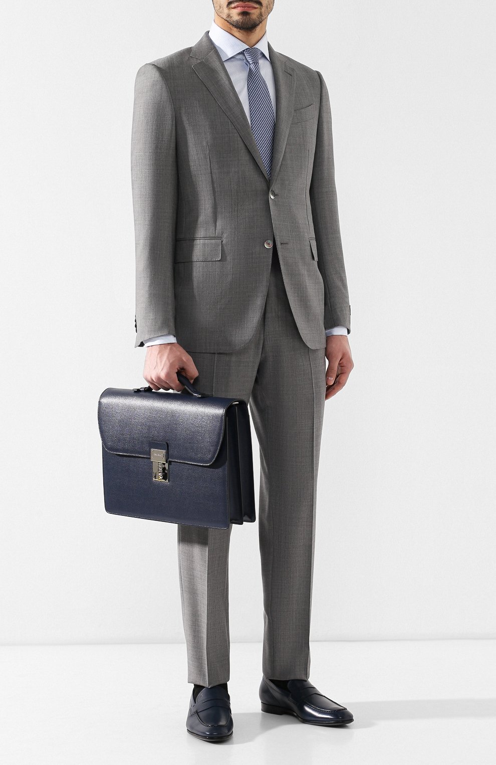 Кожаный портфель stuoia CANALI темно-синего цвета по цене 99500 руб., арт. P325340/NA00053, фото 2 Кожаный портфель stuoia CANALI, арт. P325340/NA00053, фото 2