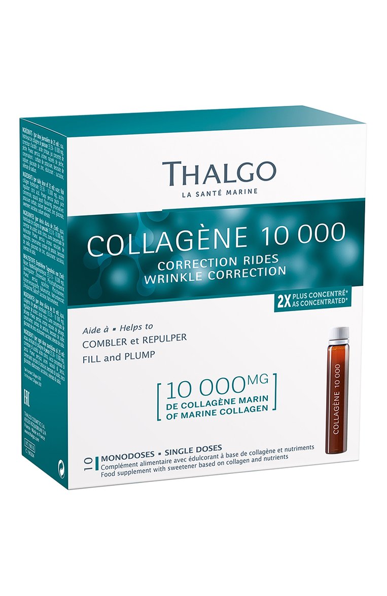 Бад для молодости и красоты collagene 10 000 (10x25ml) THALGO бесцветного цвета, арт. VT19016 | Фото 2 (Косметика кросс-кт: Антивозрастной уход; Тип продукта: БАДы; Назначение: Для лица; Региональные ограничения белый список (Axapta Mercury): Не проставлено; Нос: Не проставлено)