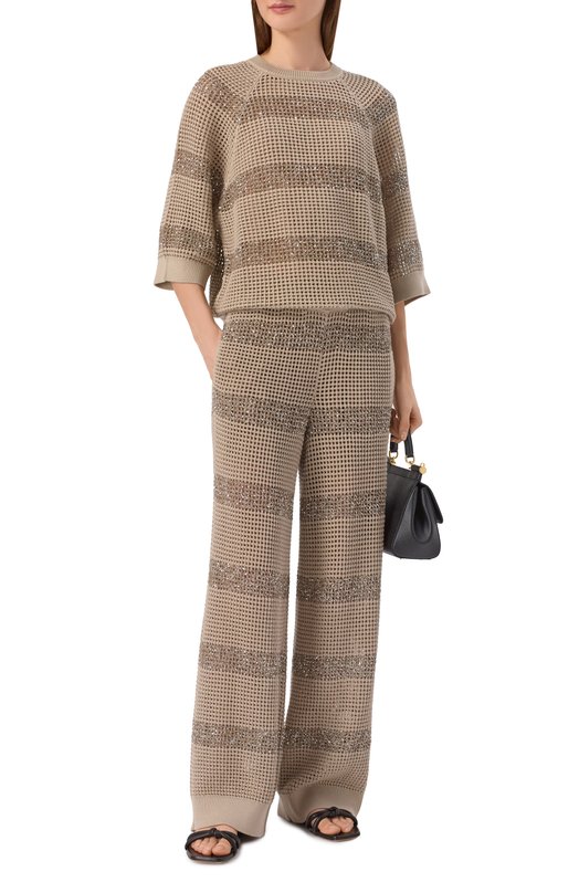 Хлопковые брюки Brunello Cucinelli M58772889 Бежевый  M58772889 Фото 2